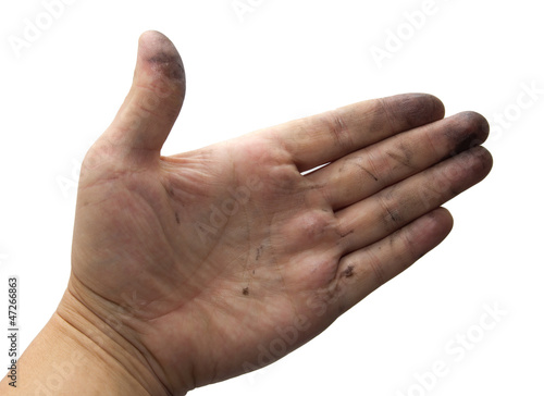 Foto dirty hand on a white background