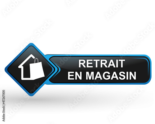 retrait en magasin sur bouton web carré design bleu