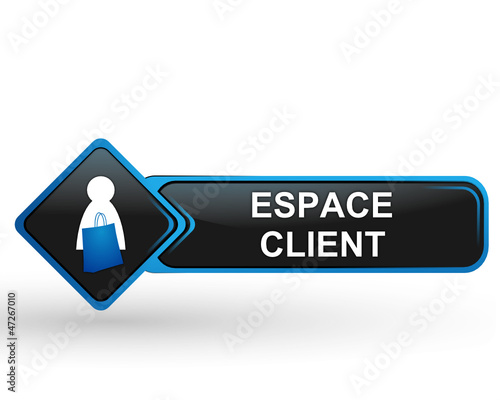 espace client sur bouton web carré design bleu