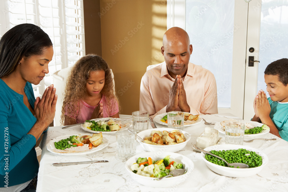 Family Saying Grace Before Meal At Home Family Saying Grace Before Meal At Home