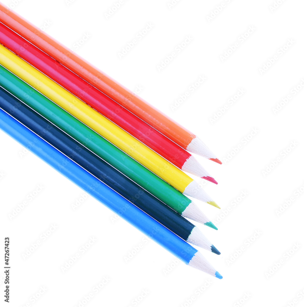 colorful pencils isolated on white background