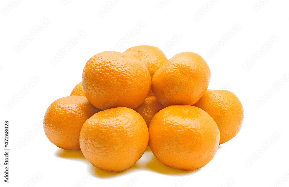 Several whole tangerine on a white background Several whole tangerine on a white background