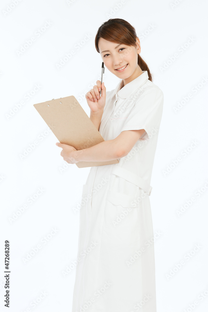 Beautiful young nurse on white background Beautiful young nurse on white background