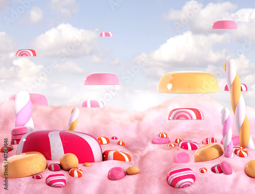 Candy land bonbons, 3d render #47269646