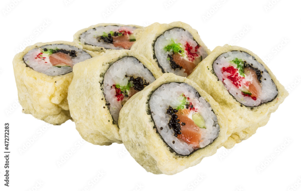 Japanese Cuisine -Tempura Maki Sushi (Deep Fried Roll made of sa Japanese Cuisine -Tempura Maki Sushi (Deep Fried Roll made of sa