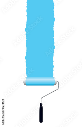 blue paint roller