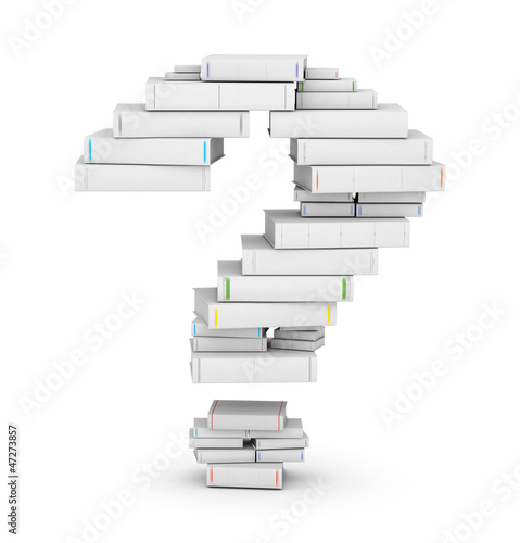 Question mark   stacked from blank books