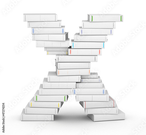 Letter X  stacked from blank books