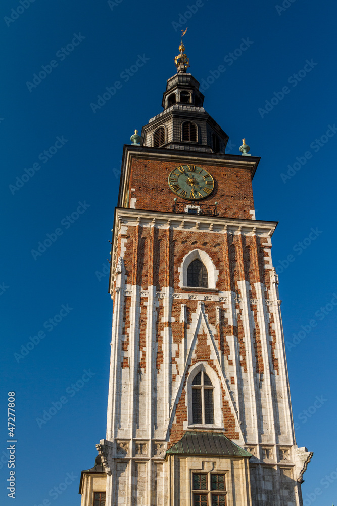 Town hall tower on main square of Krakow Town hall tower on main square of Krakow