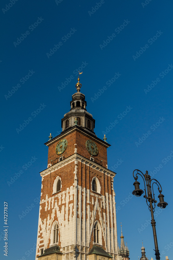 Fototapeta premium Town hall tower on main square of Krakow