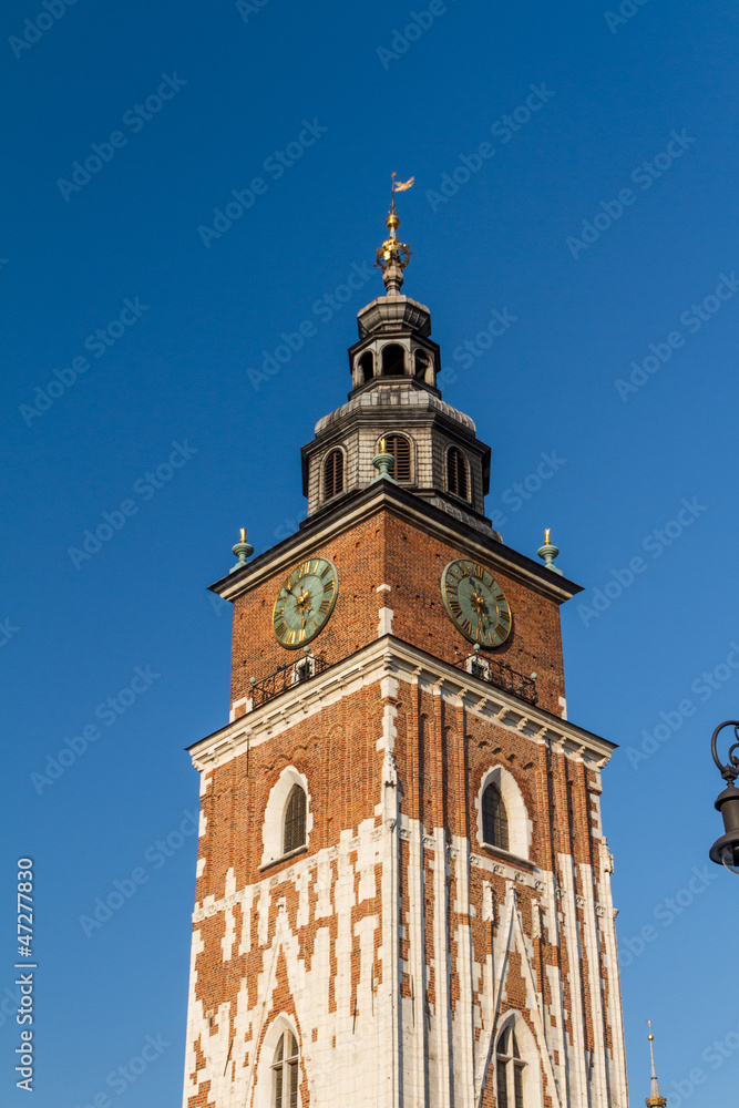 Fototapeta premium Town hall tower on main square of Krakow
