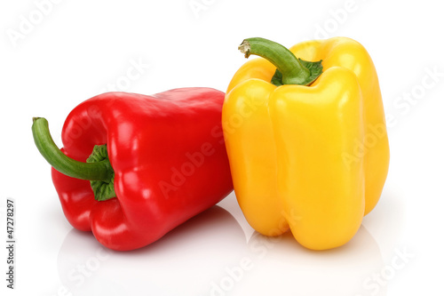 Canvastavla Red and yellow bell peppers