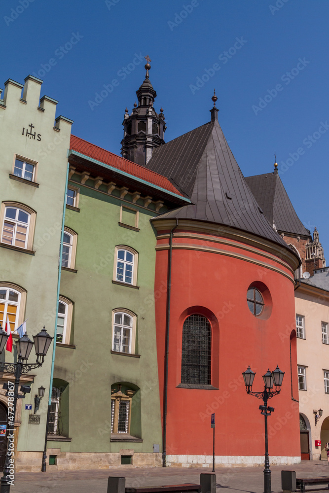 Obraz premium Buildings on small square in old town of Krakow