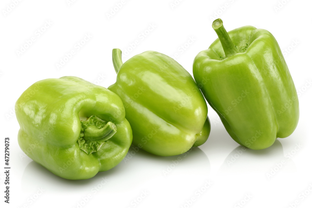 Three Green bell peppers