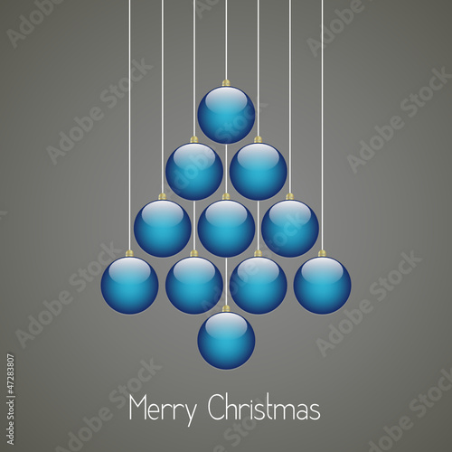 christmas balls tree hang twine brown background