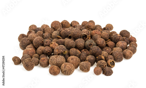 Pile of pepper seeds isolated on white background