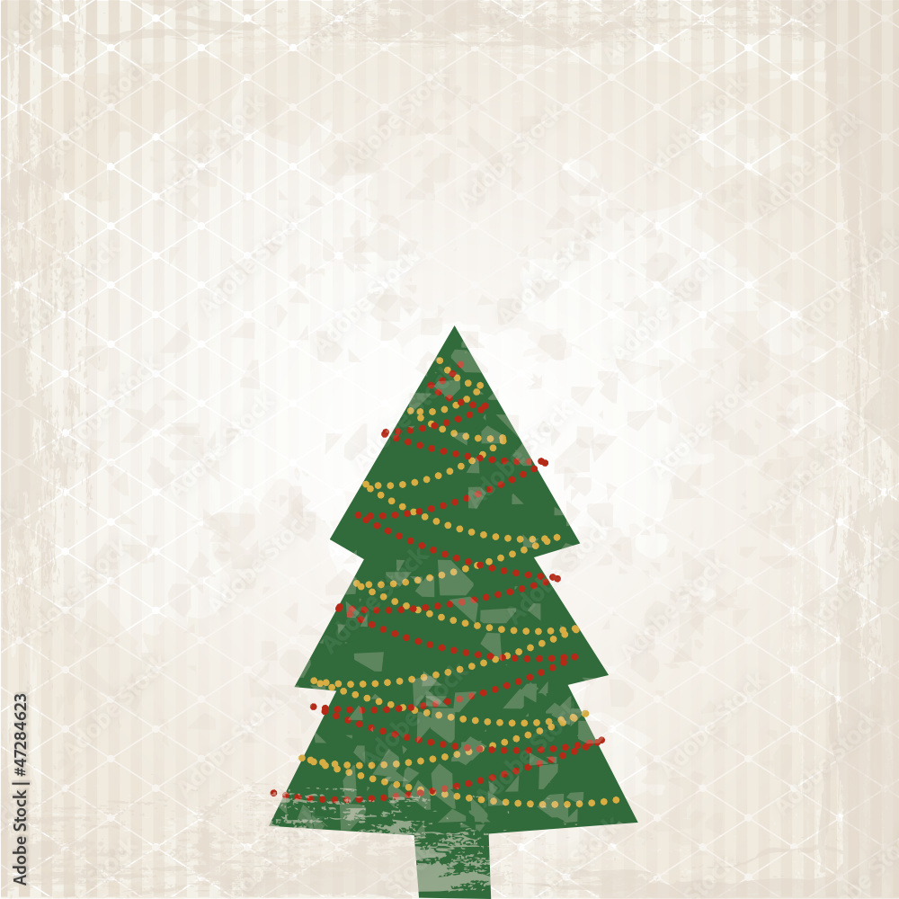 Tannenbaum mit Lichterkette – Grunge Look Stock Vector | Adobe Stock