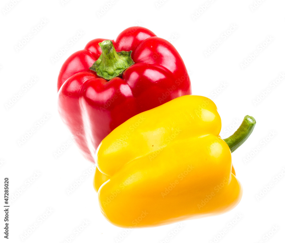 Red and yellow sweet pepper isolated on white background Red and yellow sweet pepper isolated on white background