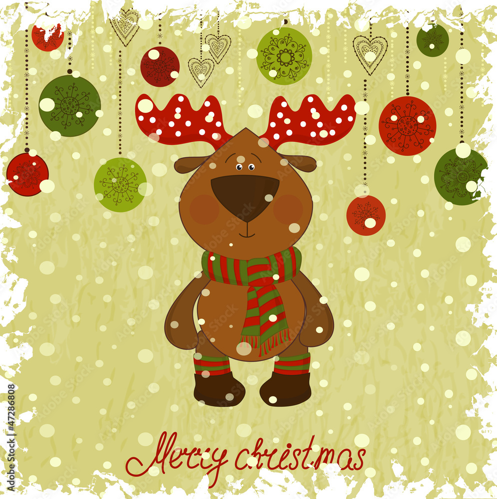 Naklejka premium christmas deer whith freezing pattern