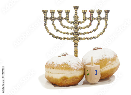 Traditional symbols of Jewish holiday - Hanukkah photo