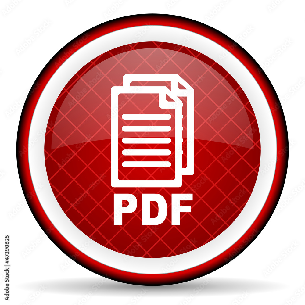 pdf red glossy icon on white background pdf red glossy icon on white background