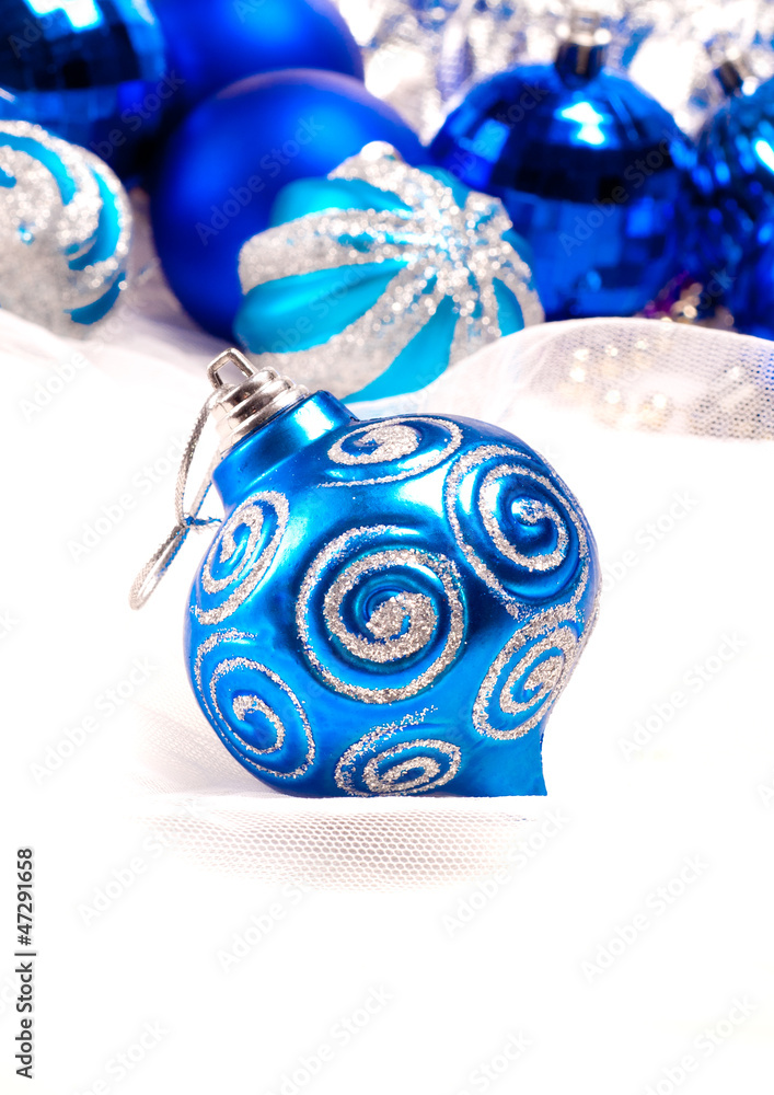 New year background with decoration blue ball