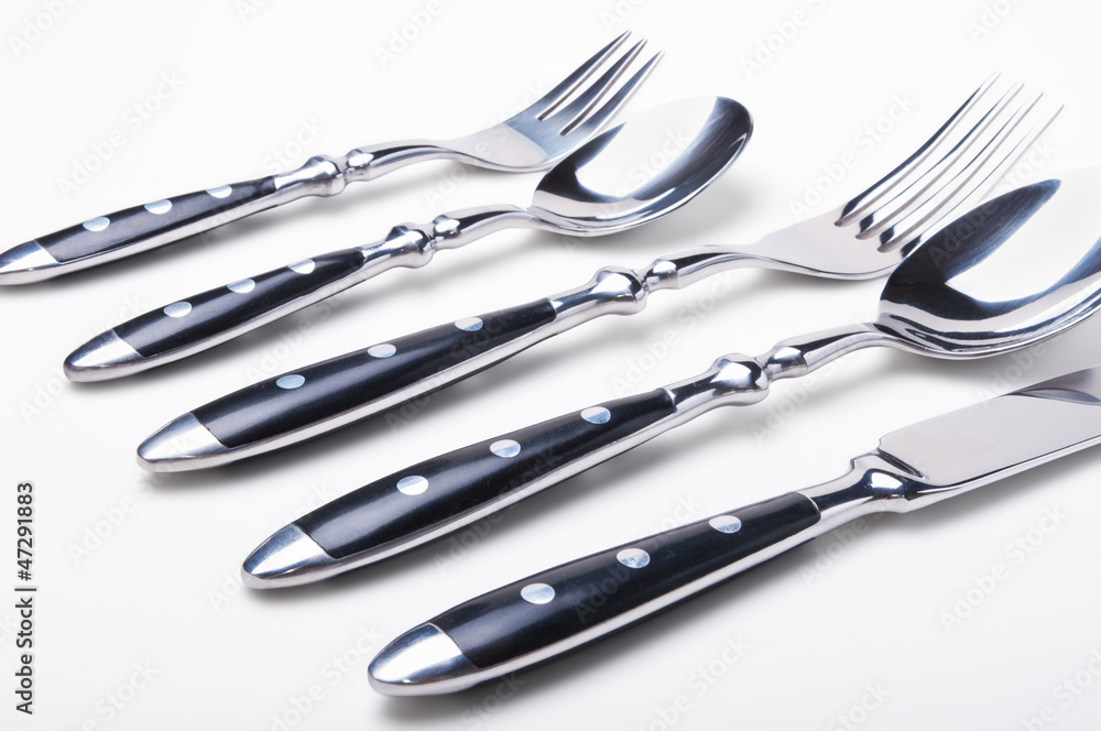 Set of flatware on white background Set of flatware on white background