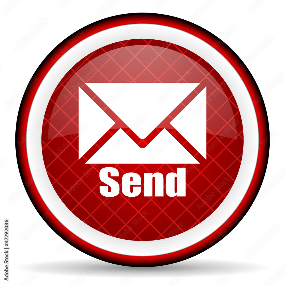 send red glossy icon on white background send red glossy icon on white background