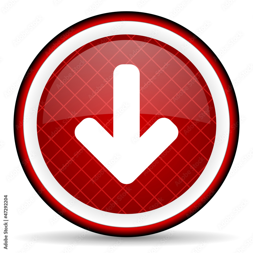 arrow down red glossy icon on white background arrow down red glossy icon on white background