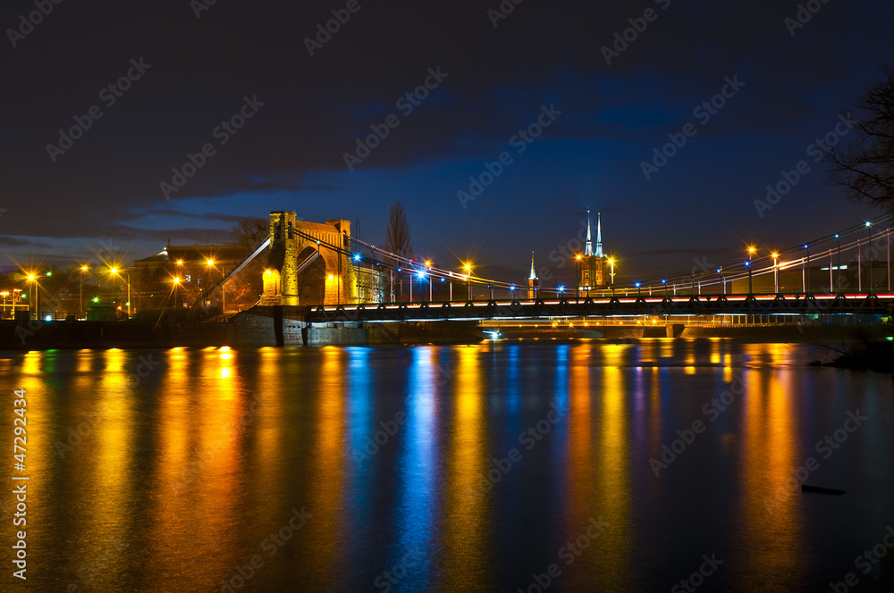 Naklejka premium Wroclaw at night