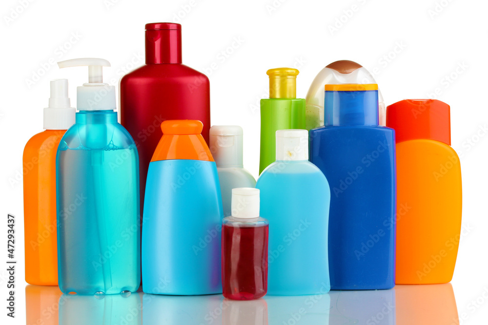 A lot of different cosmetic products for personal care isolated A lot of different cosmetic products for personal care isolated