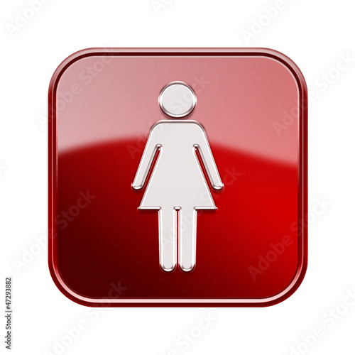 woman icon red, isolated on white background