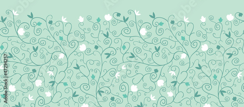Vector Textured Colorful Branches Horizontal Seamless Pattern