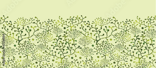 Vector abstract textured bushes horizontal seamless pattern