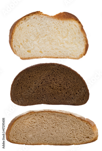 slices of bread isolated on white
