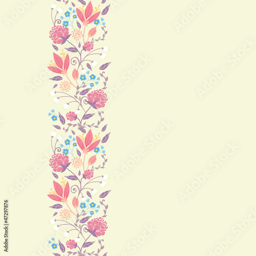 Vector fresh field flowers and leaves elegant vertical seamless