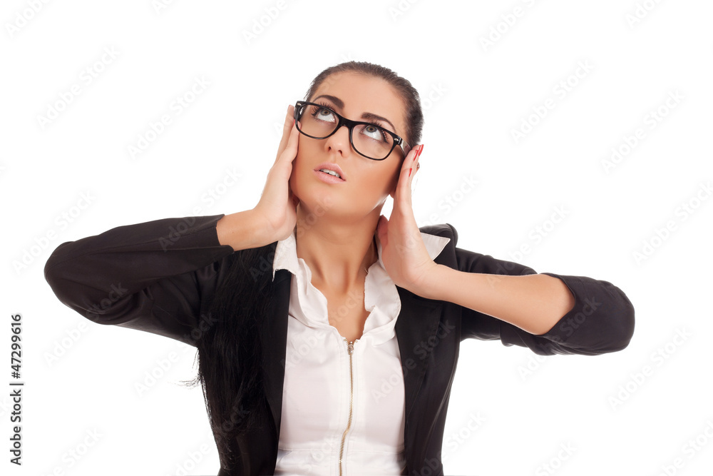 Portrait of young stressed business woman