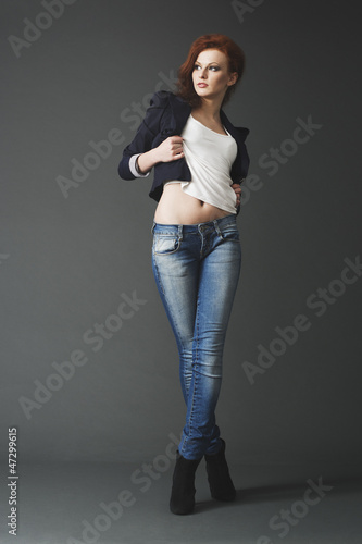 Fashion studio portrait of young woman