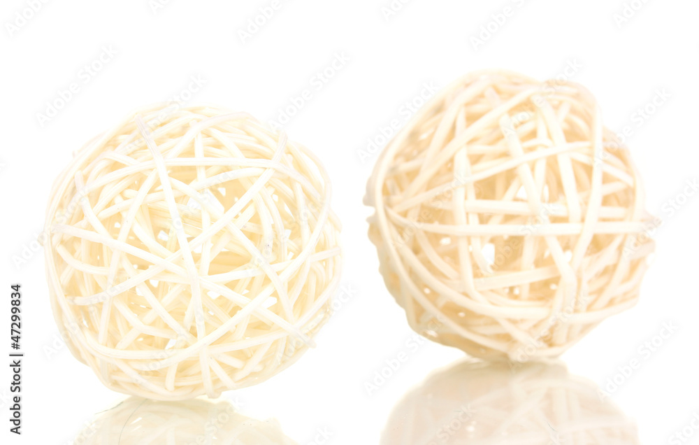 wicker bamboo balls isolated on white wicker bamboo balls isolated on white