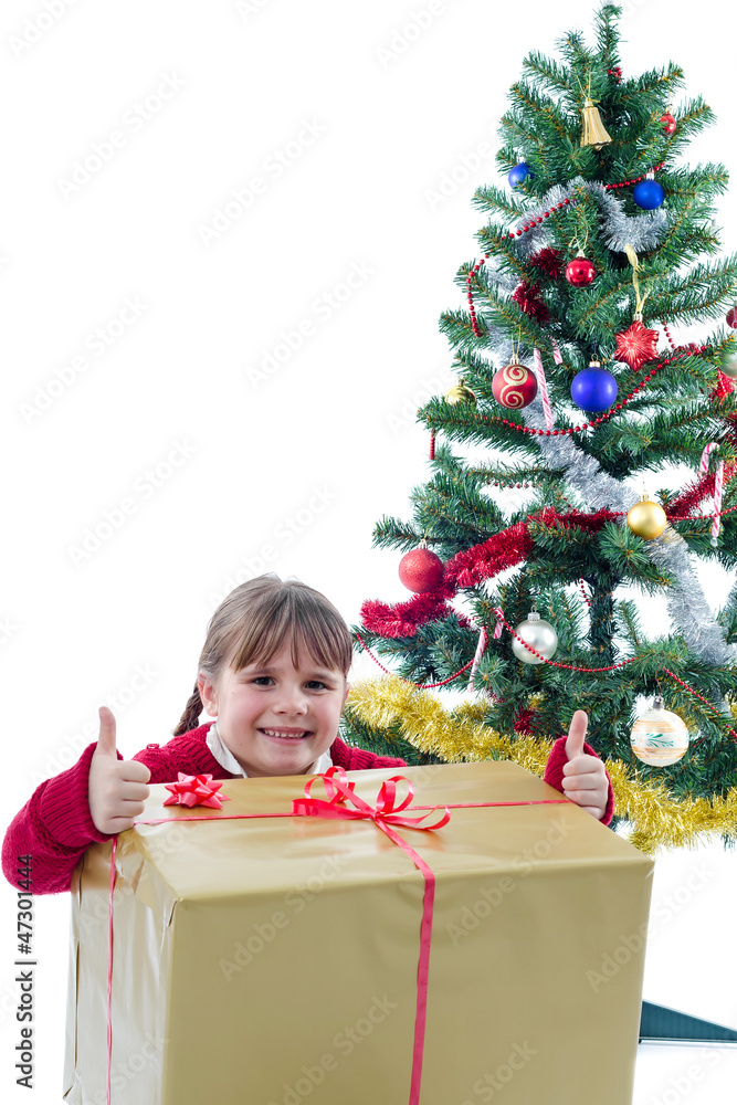 Child girl happiness with Christmas present Child girl happiness with Christmas present