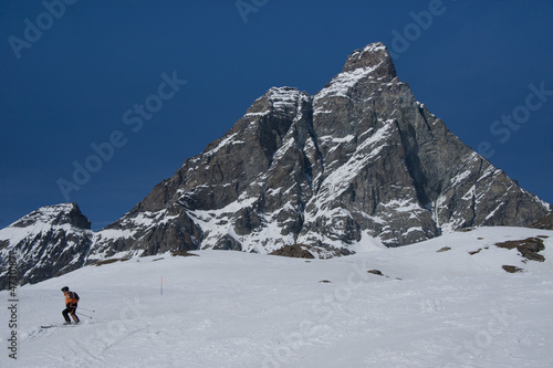 skier under the Matterhorn