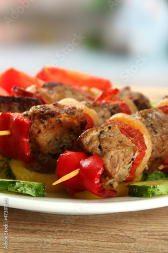 tasty grilled meat and vegetables