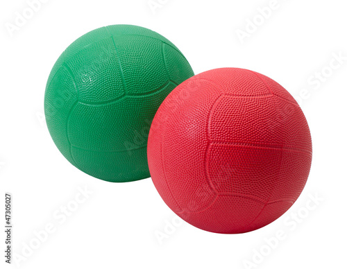 Red and green medicine ball for muscle building and sport games