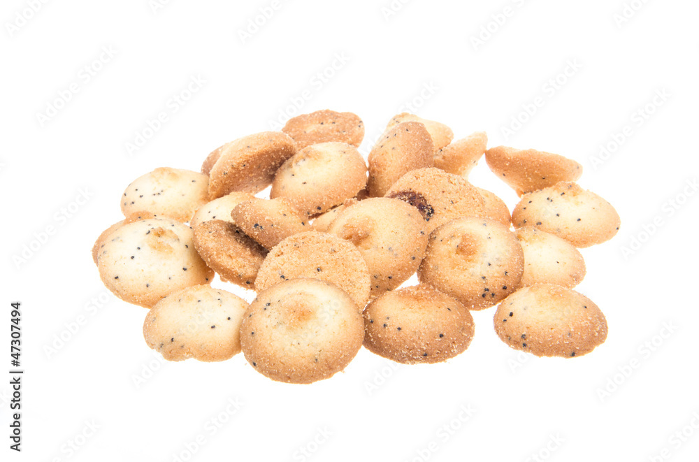 Heap of delicious  cookies isolated on white background