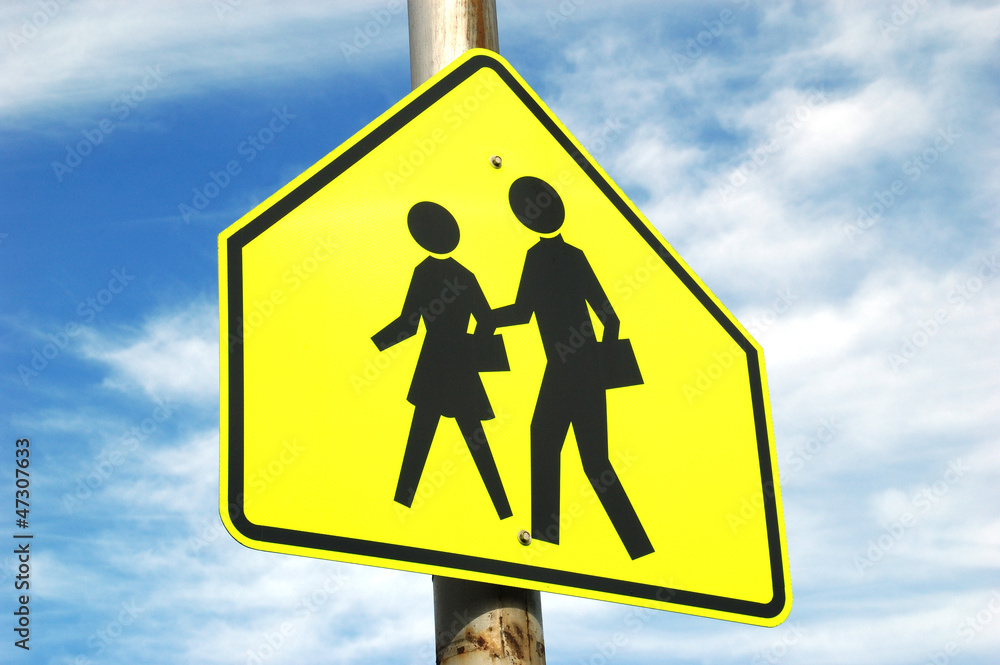 School Crossing Sign and Sky