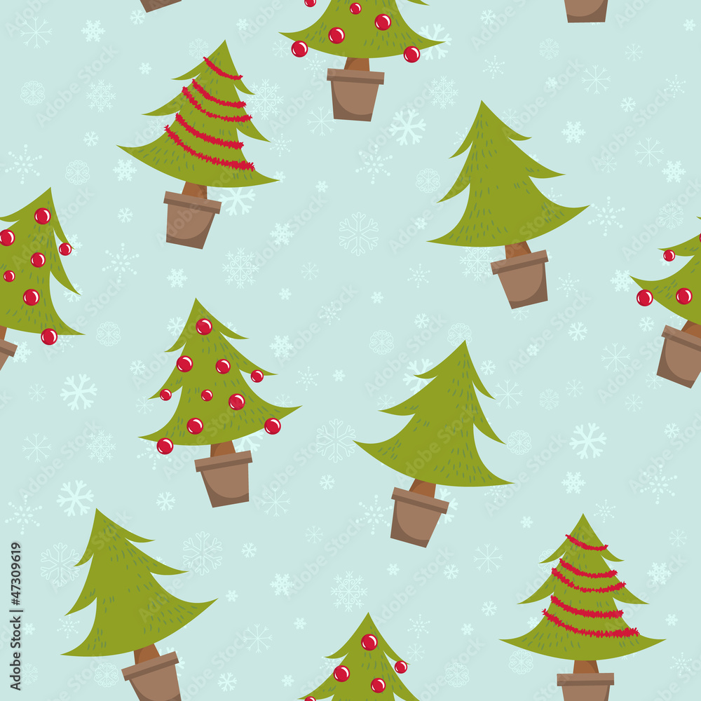 Seamless pattern with christmas trees