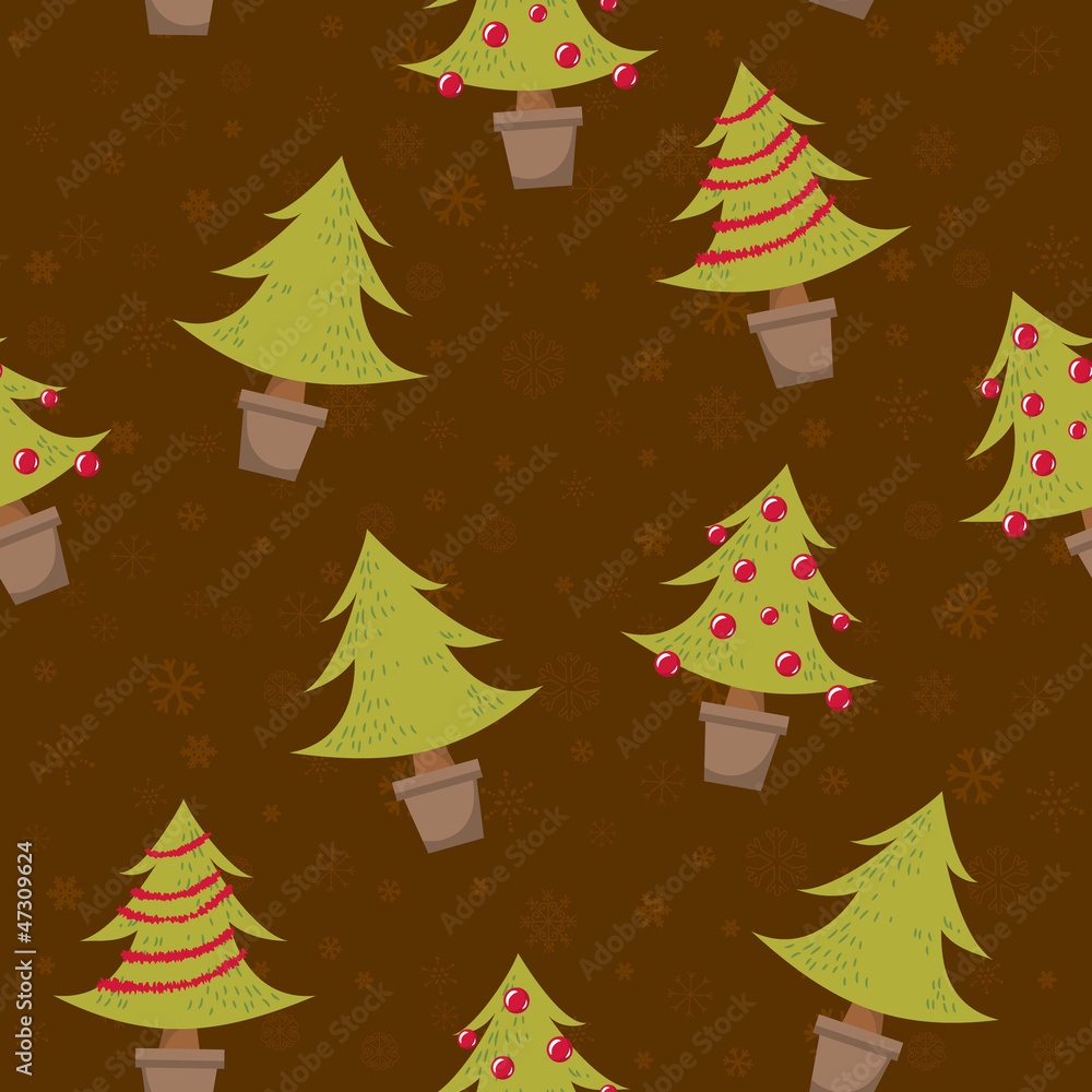 Obraz premium Seamless pattern with christmas trees
