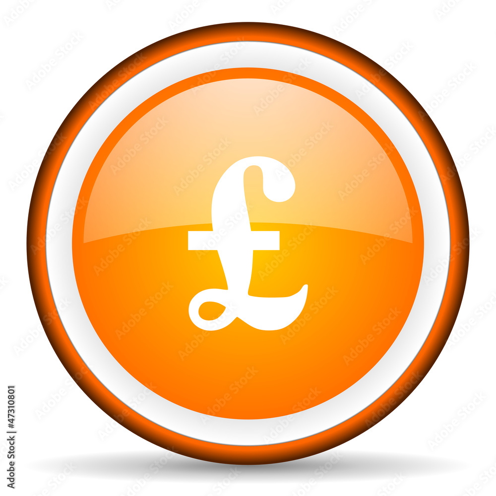 pound orange glossy circle icon on white background pound orange glossy circle icon on white background