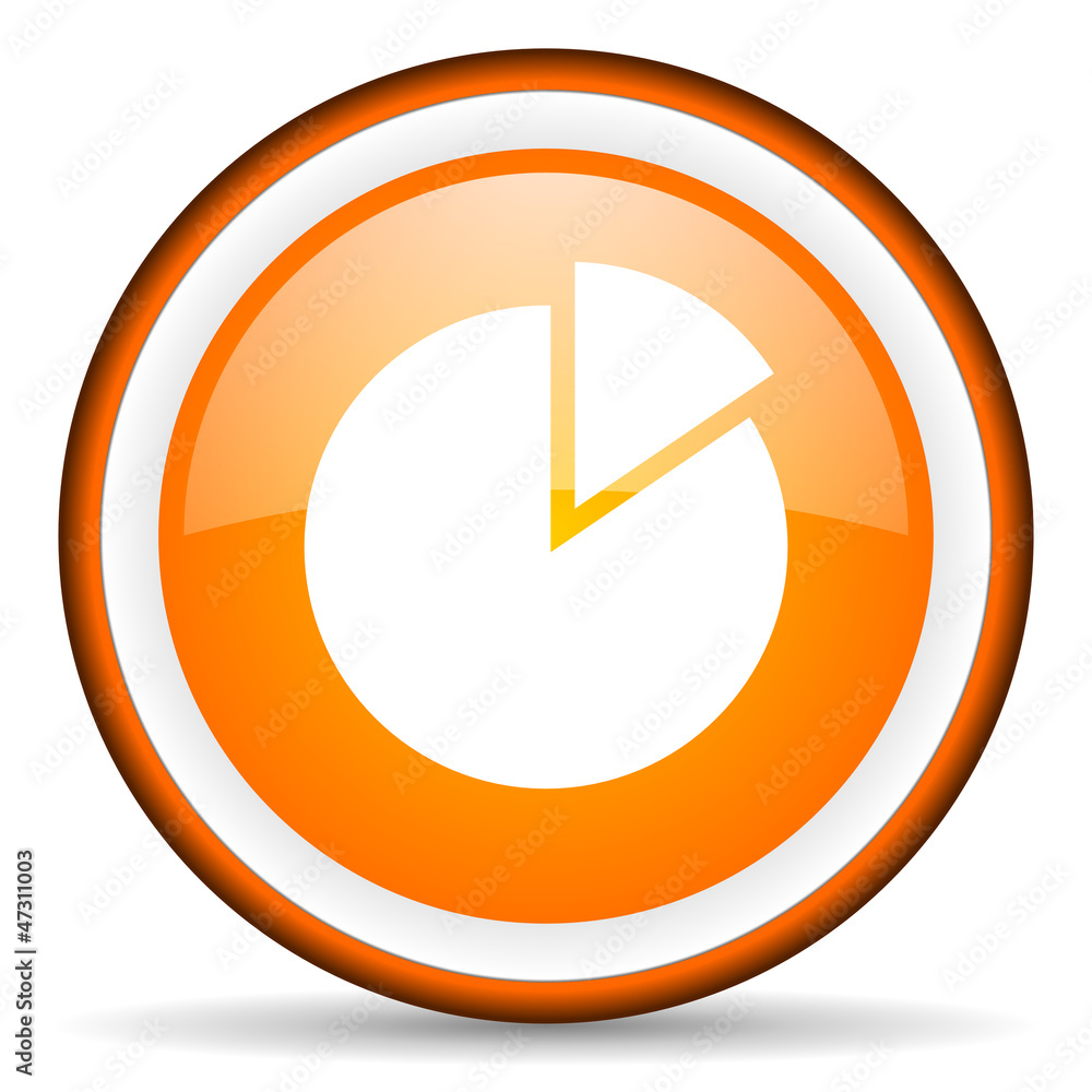 chart orange glossy circle icon on white background chart orange glossy circle icon on white background