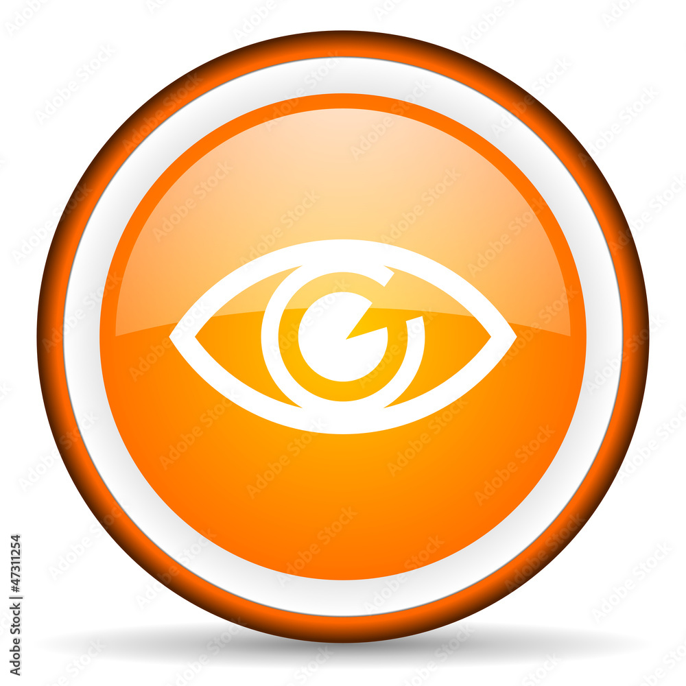eye orange glossy circle icon on white background eye orange glossy circle icon on white background